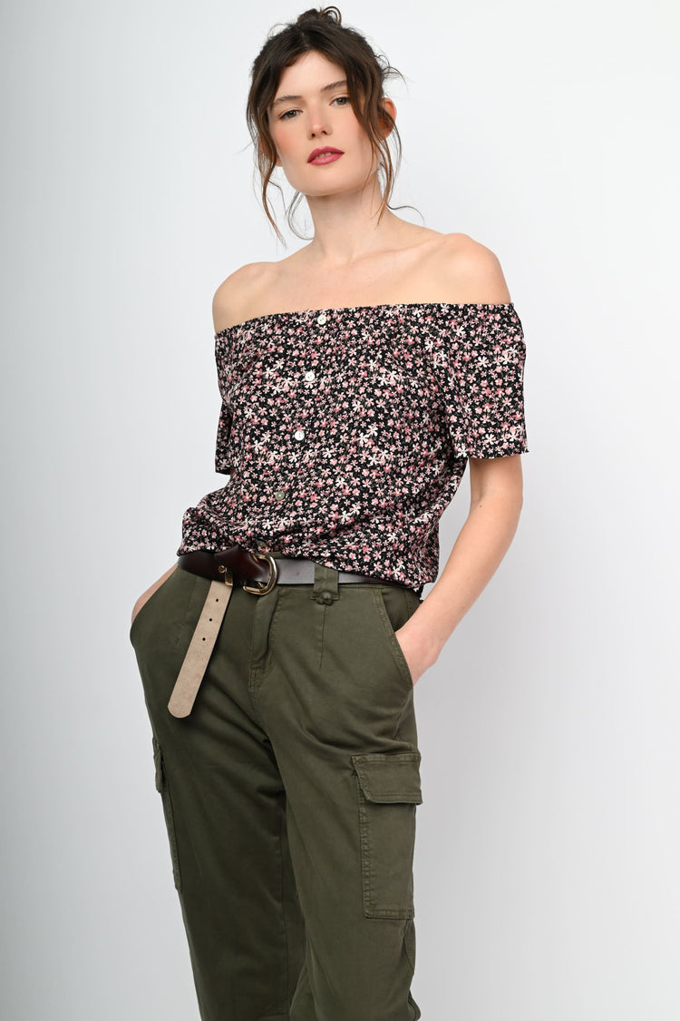 Top a stampa micro floreale