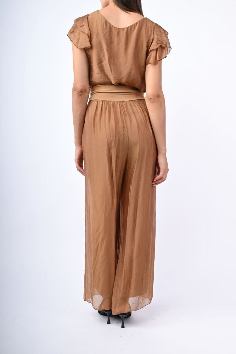 Pantalone palazzo misto seta