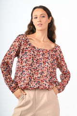 Blusa a stampa floreale lurex