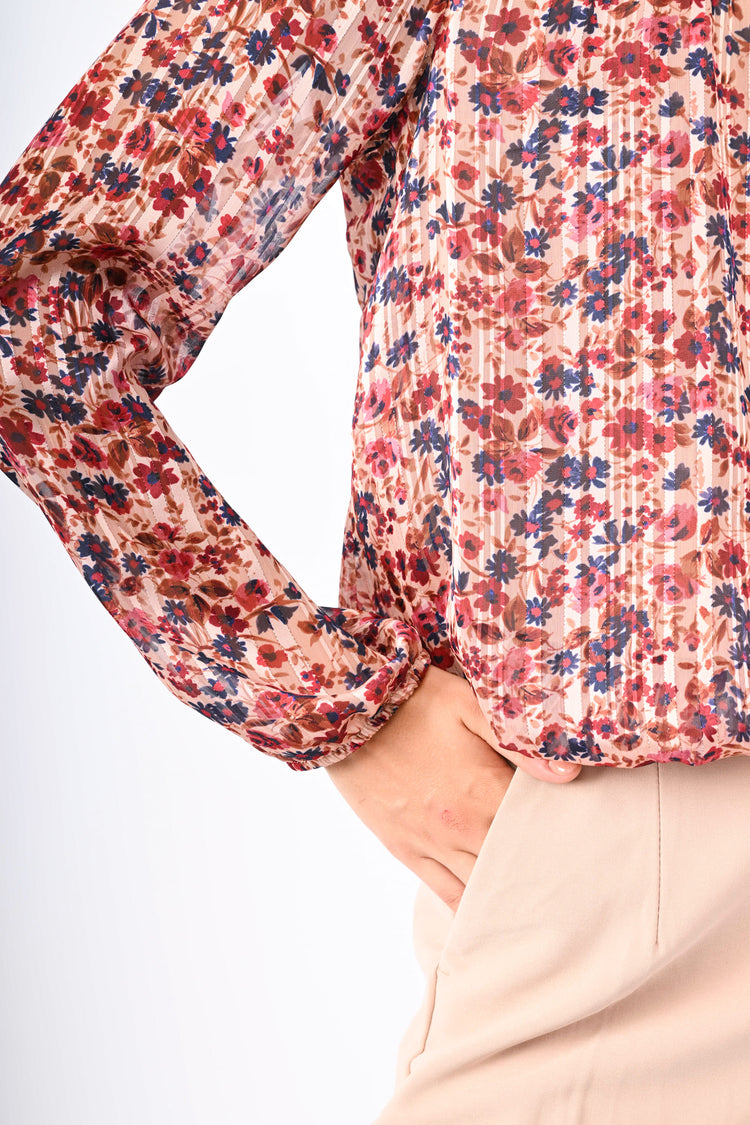 Blusa a stampa floreale lurex