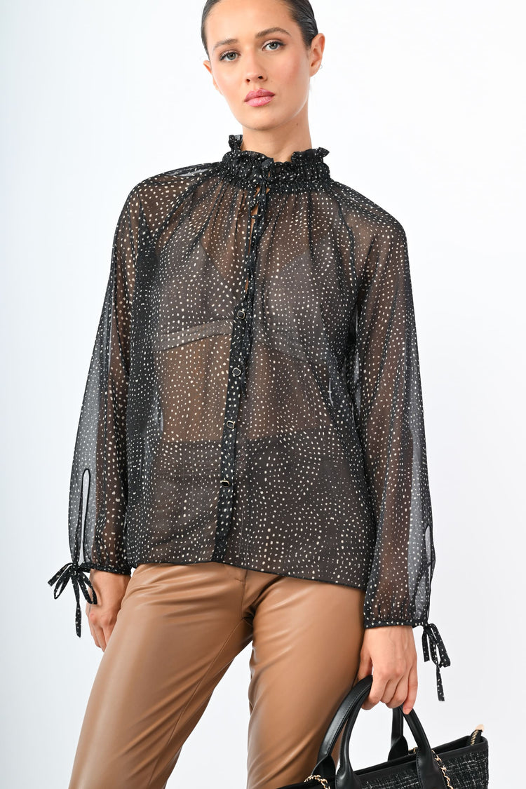 Camicia in georgette a stampa pois