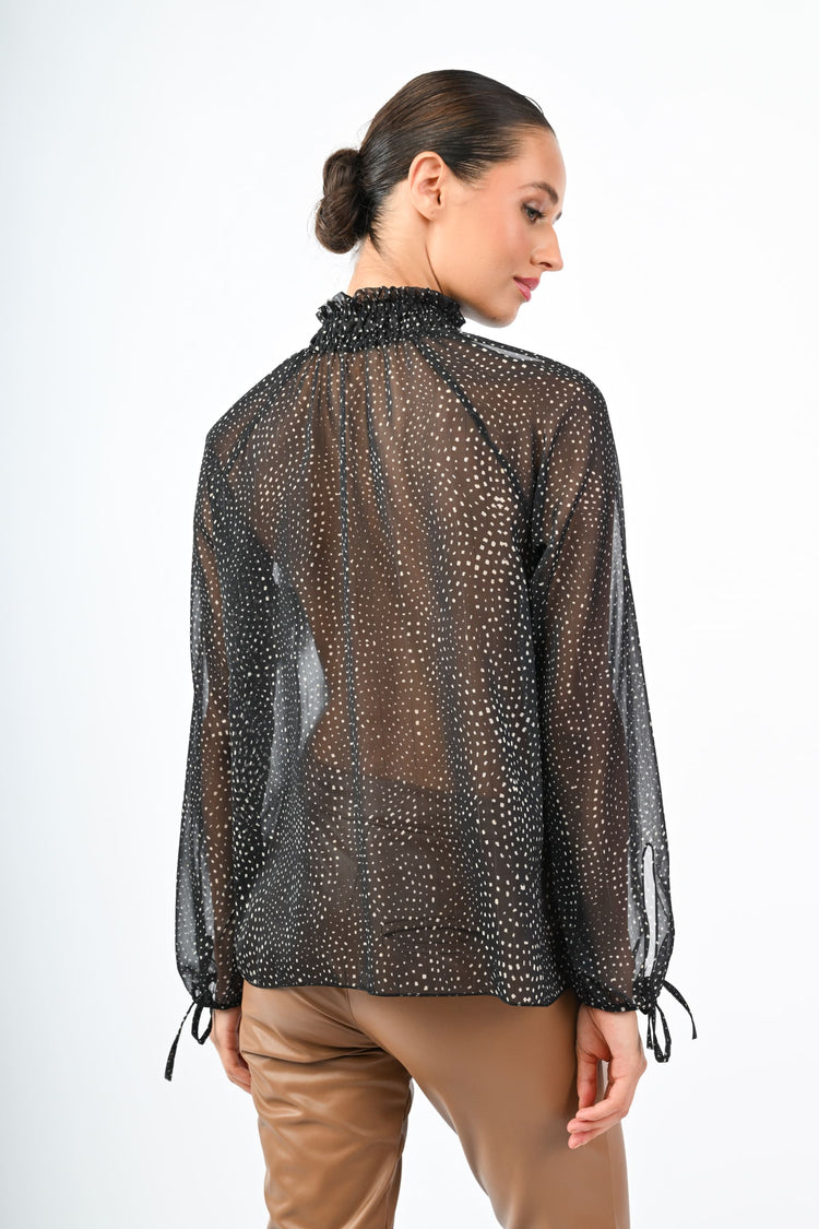 Camicia in georgette a stampa pois