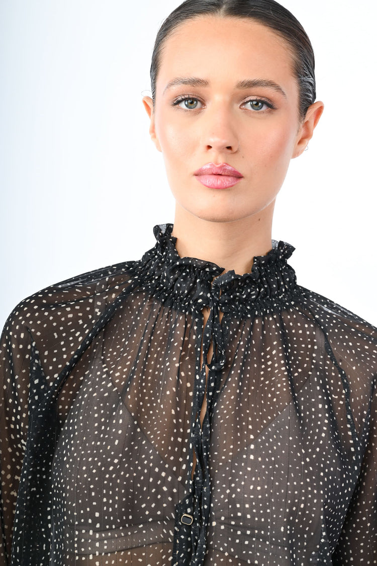 Camicia in georgette a stampa pois