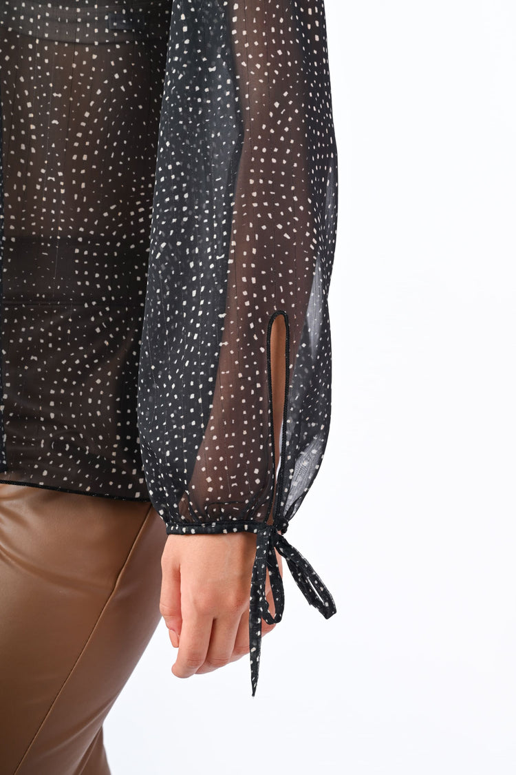 Camicia in georgette a stampa pois