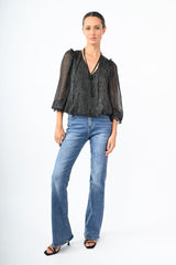 Blusa in georgette a stampa pois