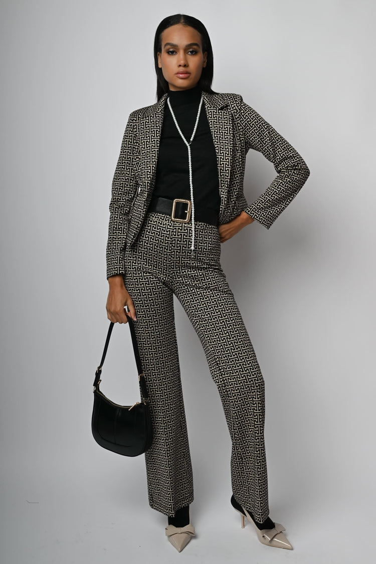 Pantaloni svasati in jacquard
