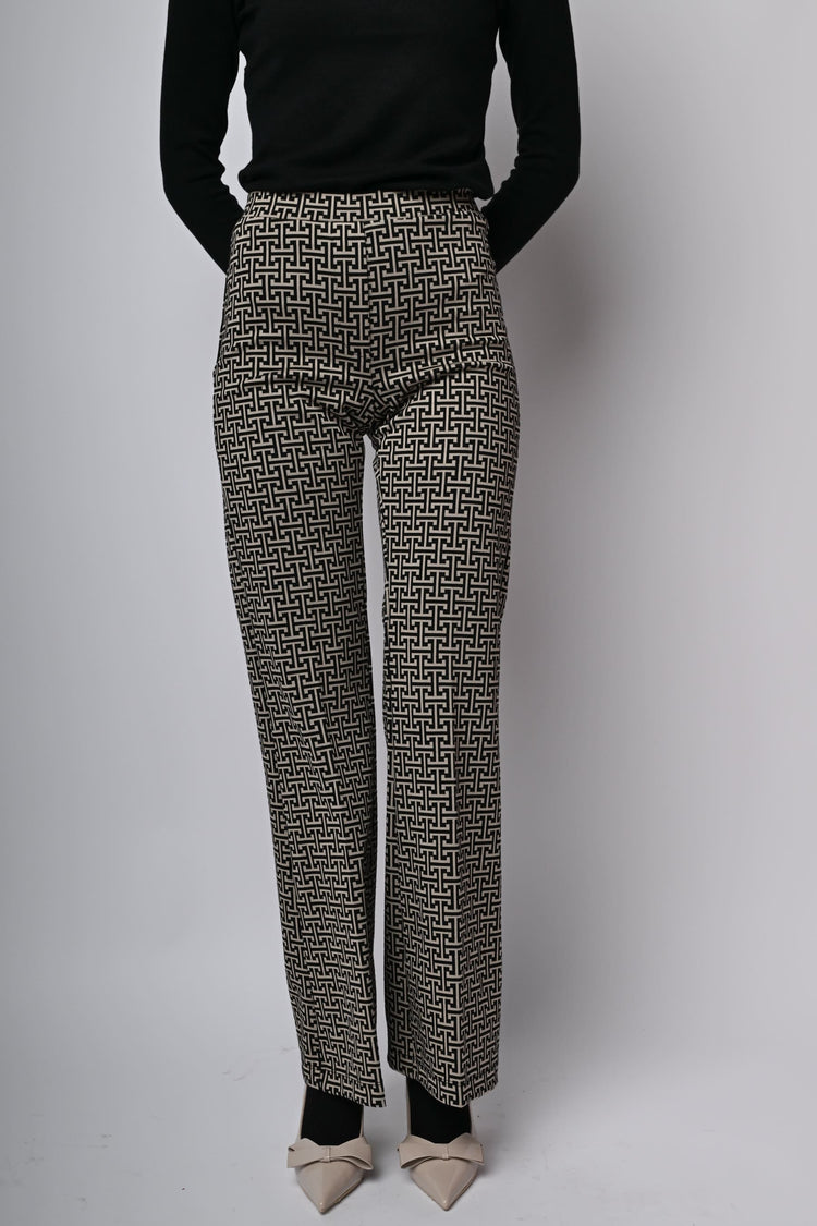 Pantaloni svasati in jacquard
