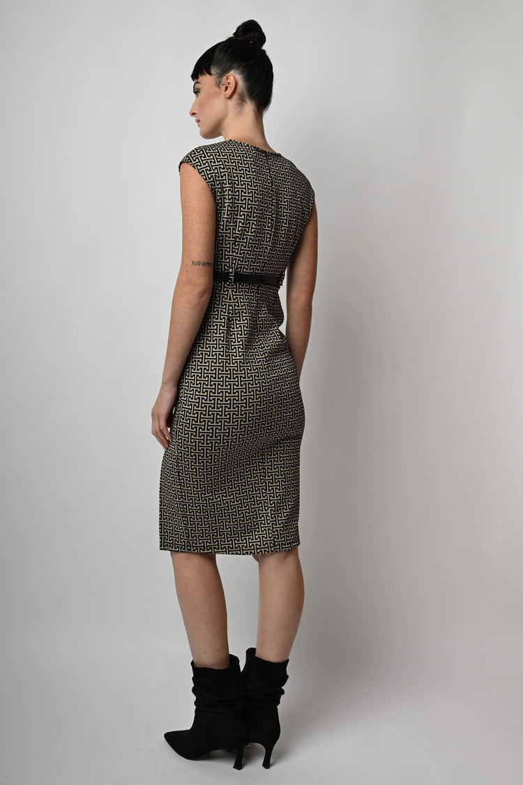 Abito tubino in jacquard con cintura