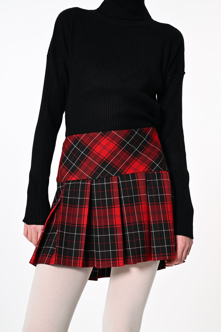 Minigonna a pieghe con stampa tartan