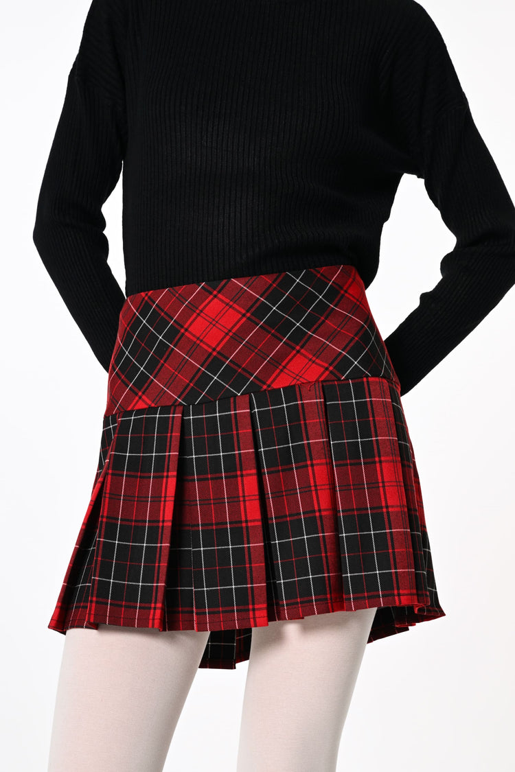 Minigonna a pieghe con stampa tartan
