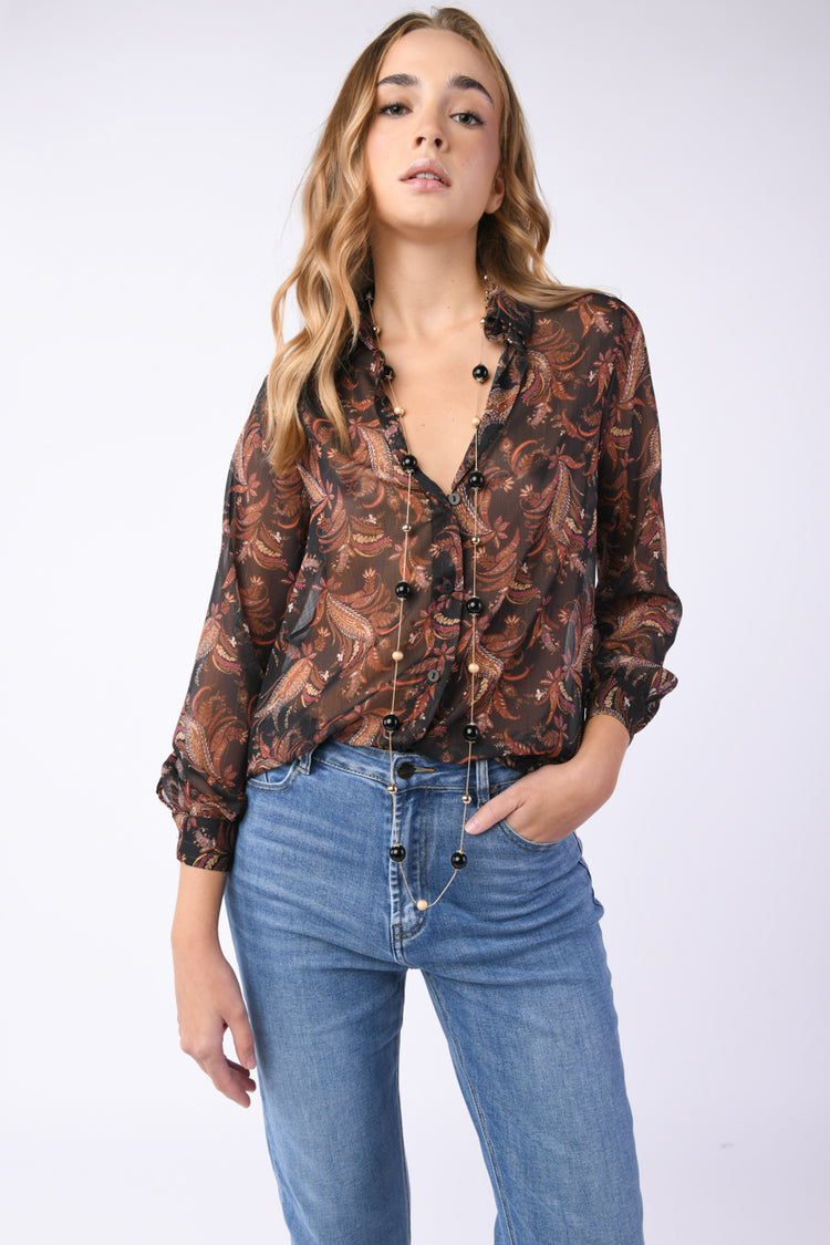 Camicia in georgette a stampa Paisley