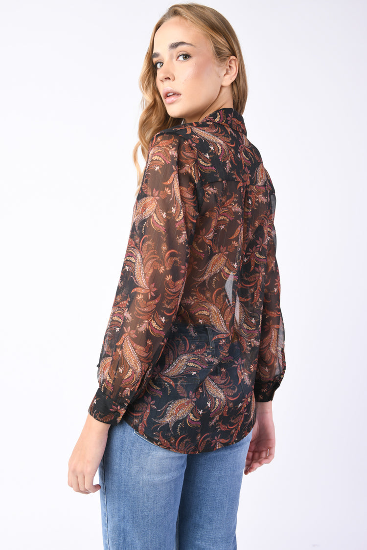 Camicia in georgette a stampa Paisley