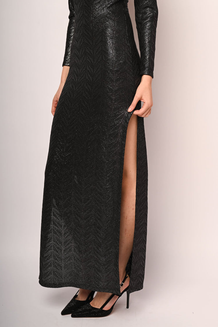 Abito lungo in maglia lurex
