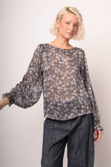 Blusa in georgette lurex a stampa floreale multicolor
