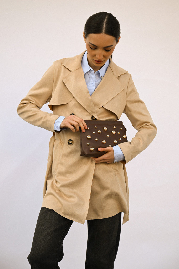 Trench corto in faux suede