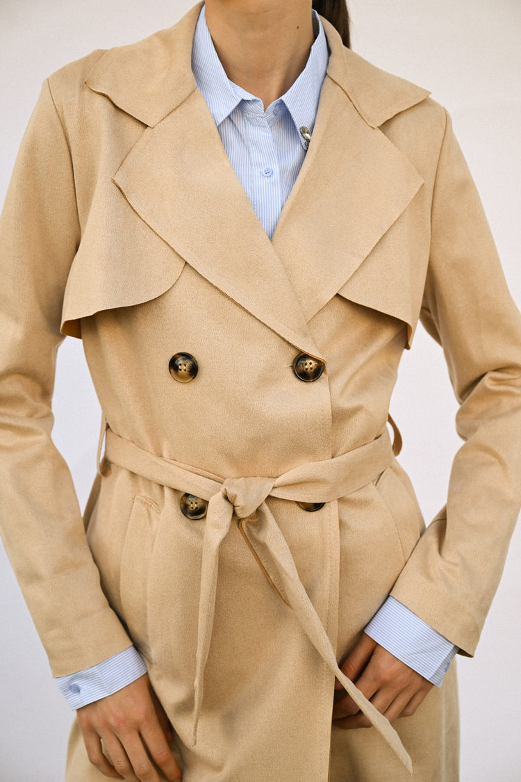 Trench corto in faux suede