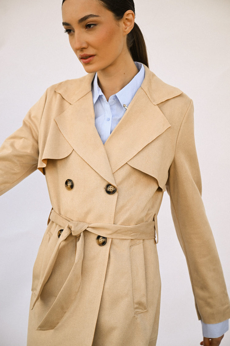 Trench corto in faux suede