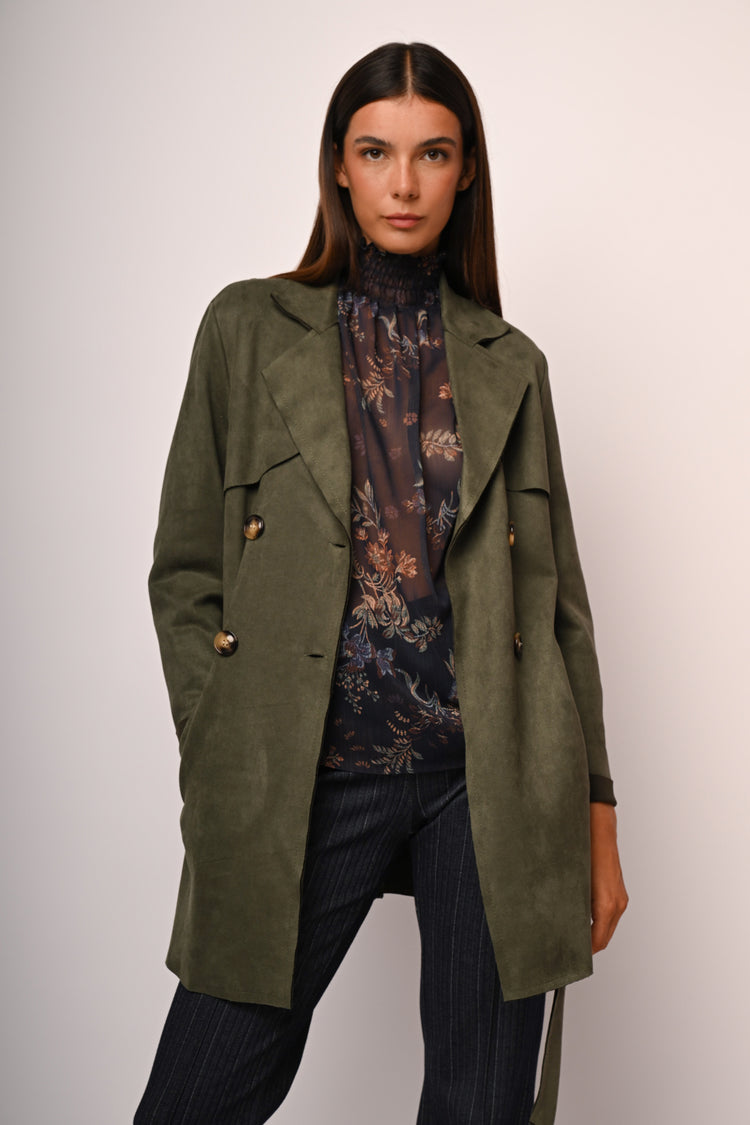 Trench corto in faux suede