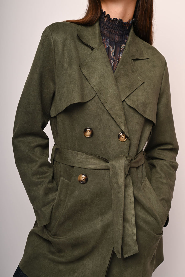 Trench corto in faux suede