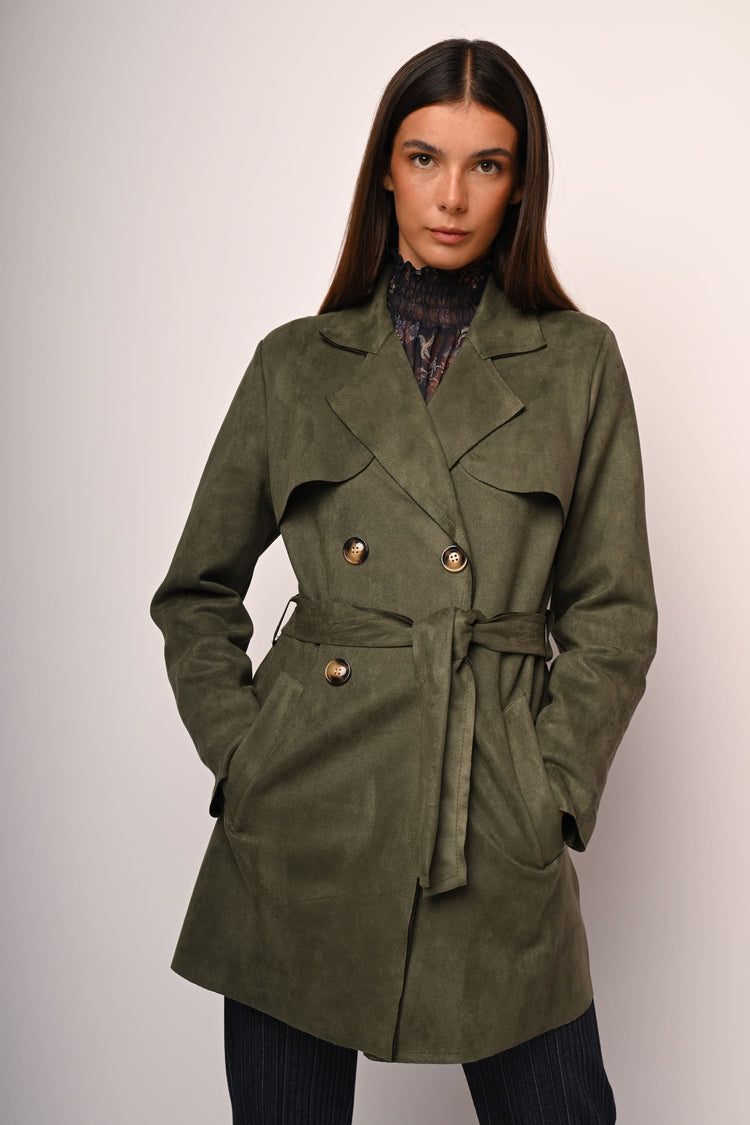 Trench corto in faux suede