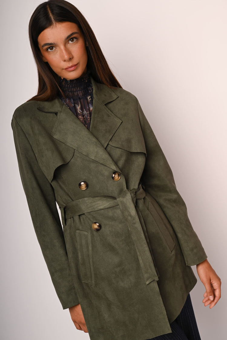 Trench corto in faux suede