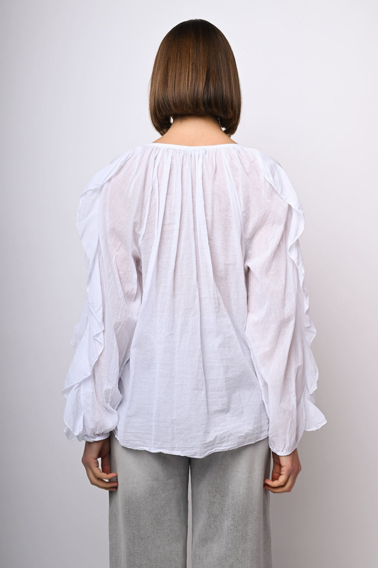 Camicia in mussola di cotone con volants