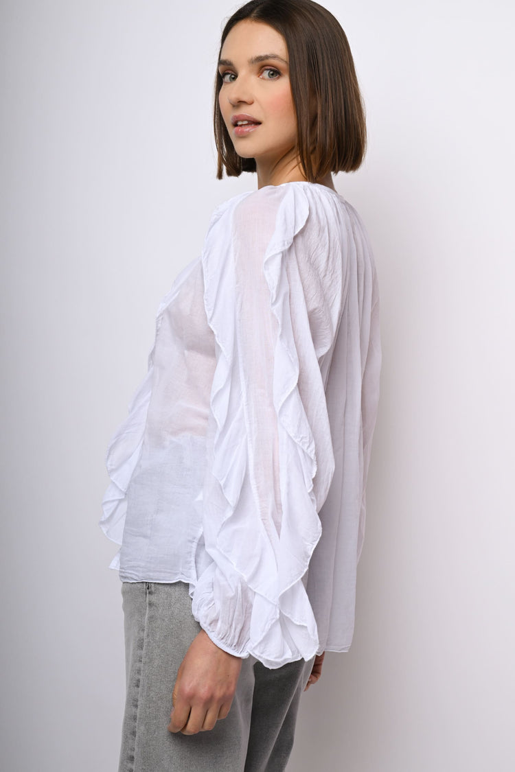 Camicia in mussola di cotone con volants