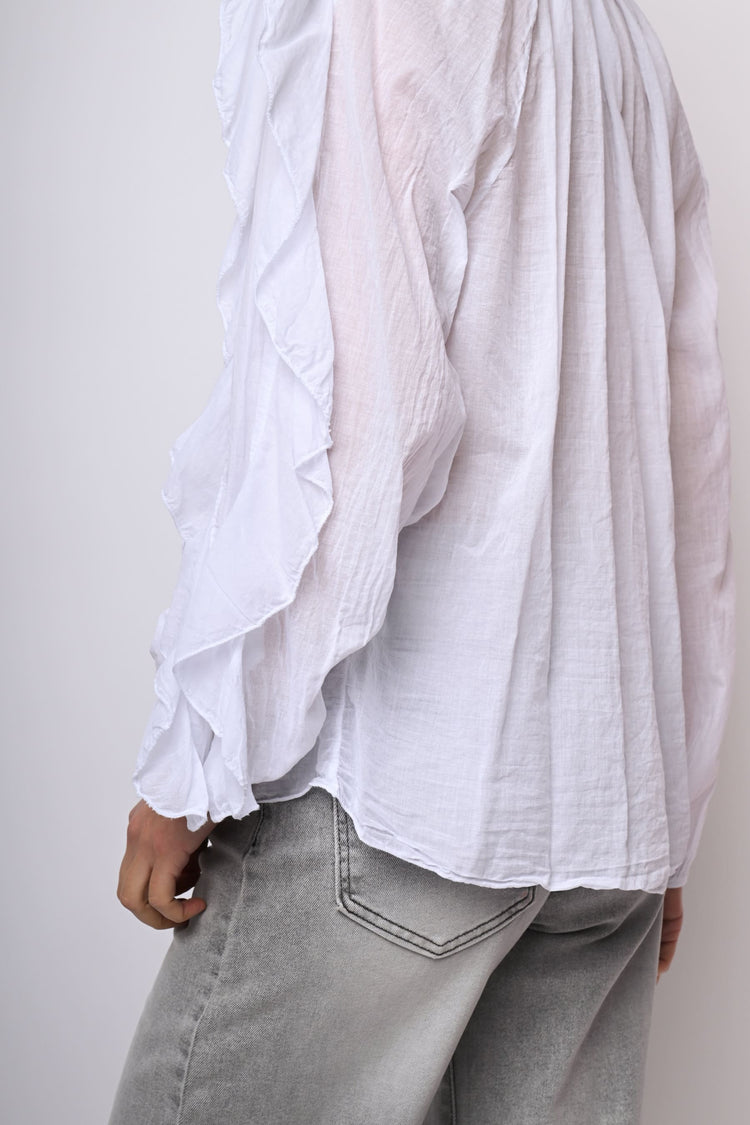 Camicia in mussola di cotone con volants