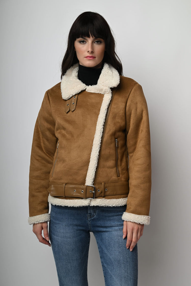 Giacca in similpelle e faux shearling