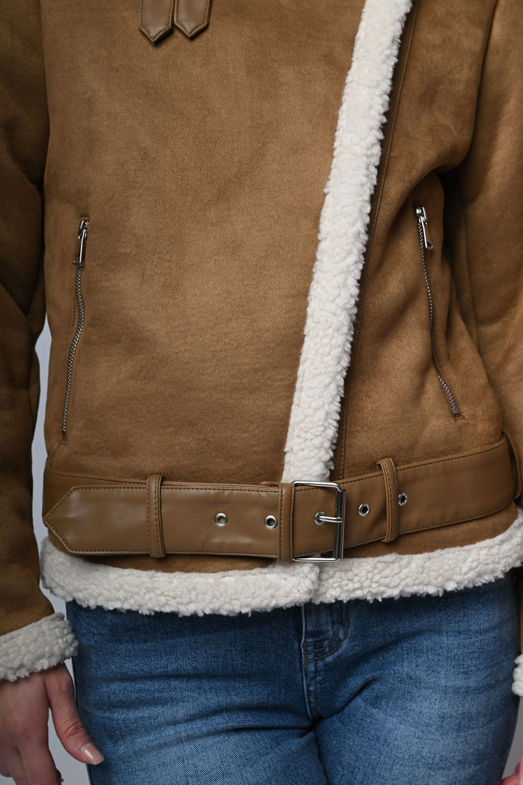 Giacca in similpelle e faux shearling