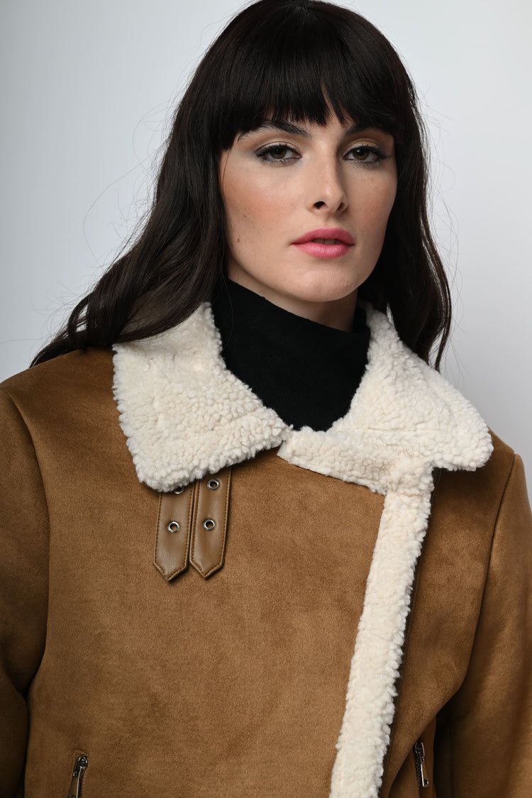 Giacca in similpelle e faux shearling