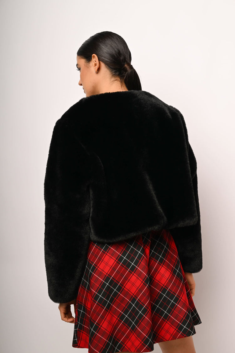 Giacca corta in faux fur