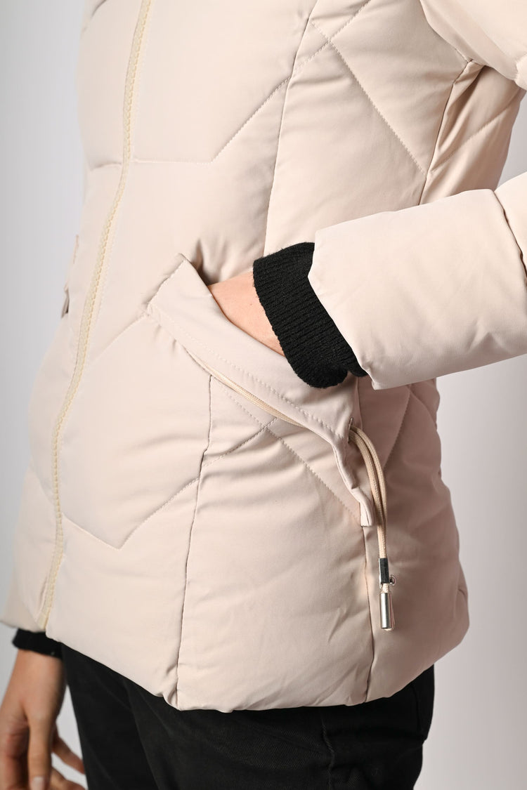 Piumino con cappuccio in faux fur