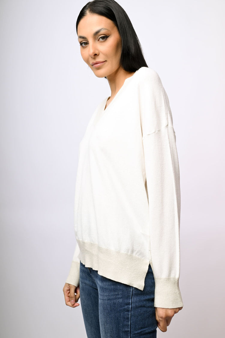 Pull oversize con profili in lurex