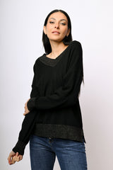 Pull oversize con profili in lurex