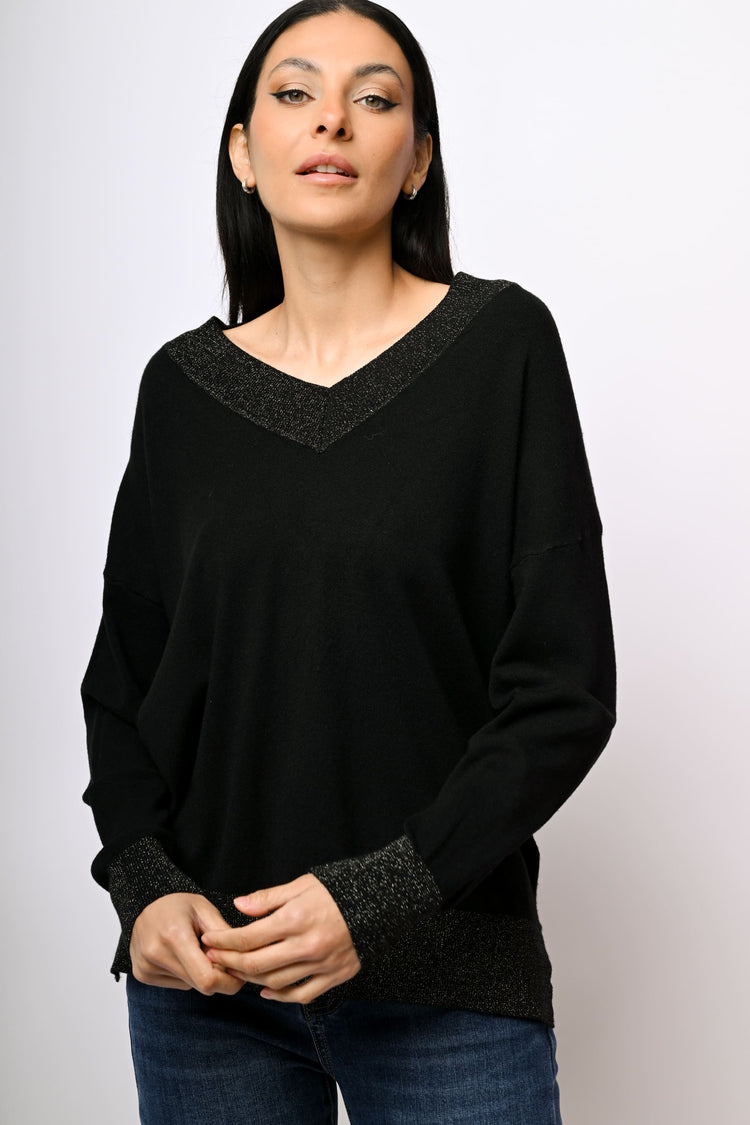 Pull oversize con profili in lurex
