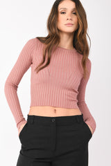 Pull crop in maglia lurex a costine
