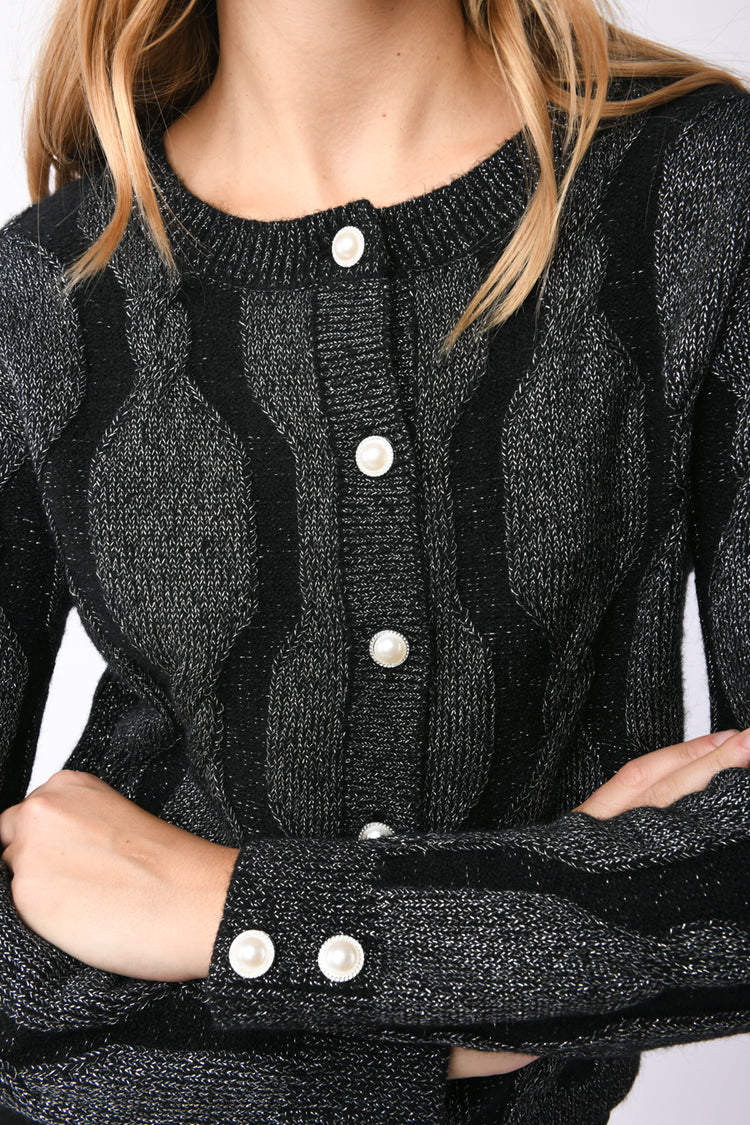 Cardigan con motivo a trecce
