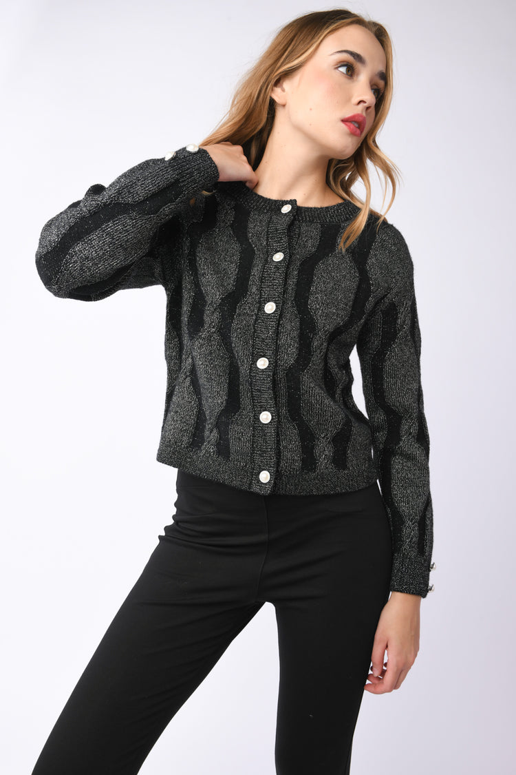Cardigan con motivo a trecce