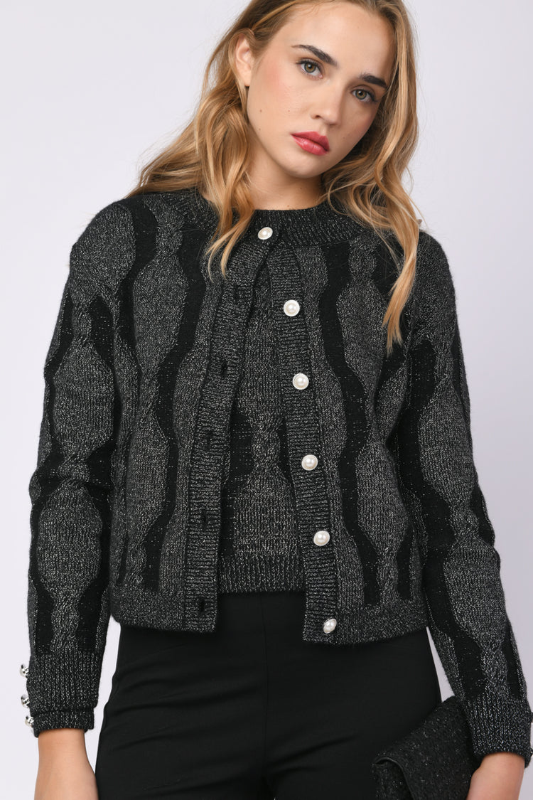 Cardigan con motivo a trecce