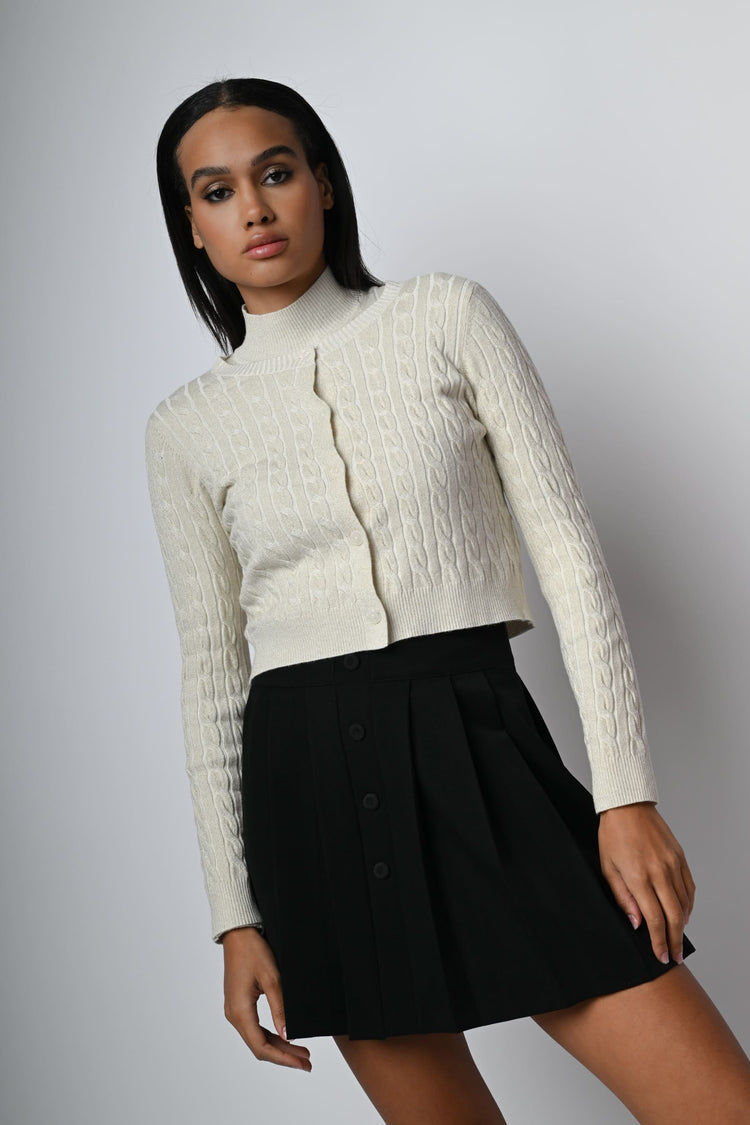 Cardigan crop a trecce lurex