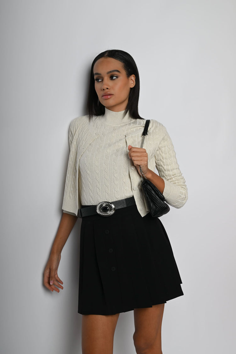 Cardigan crop a trecce lurex