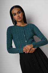 Cardigan crop a trecce lurex