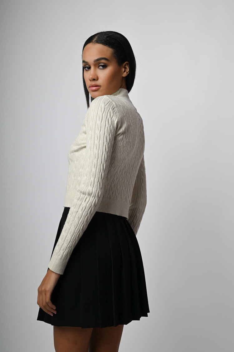 Lupetto crop a trecce lurex