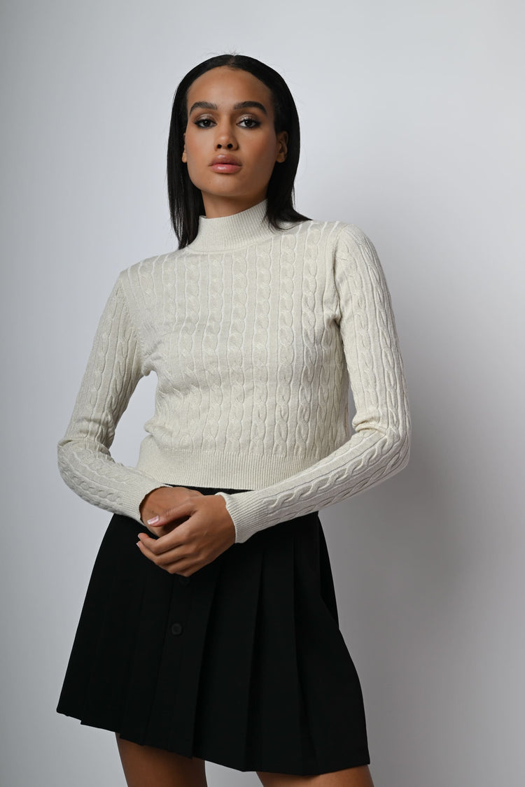 Lupetto crop a trecce lurex