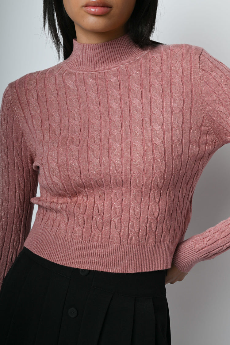 Lupetto crop a trecce lurex