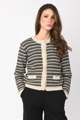 Cardigan in maglia lurex a righe