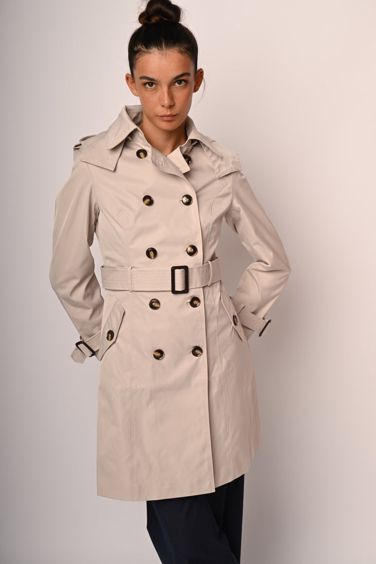 Trench doppiopetto con cappuccio