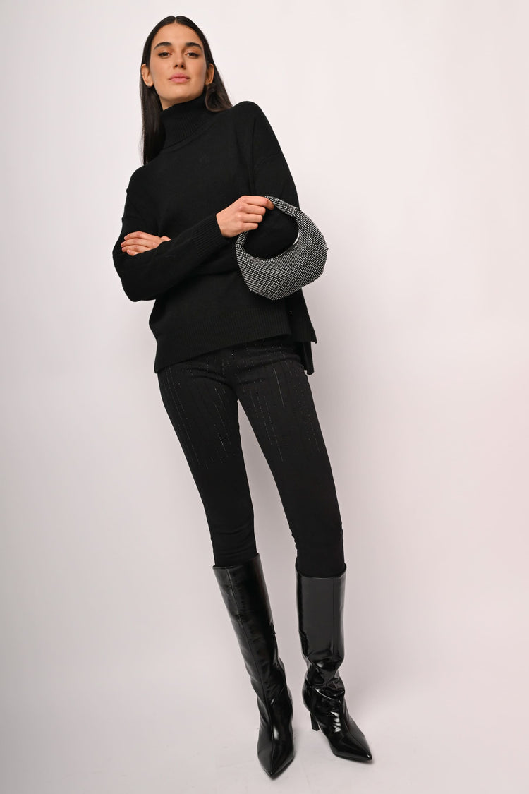 Jeans in gessato strass
