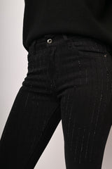 Jeans in gessato strass